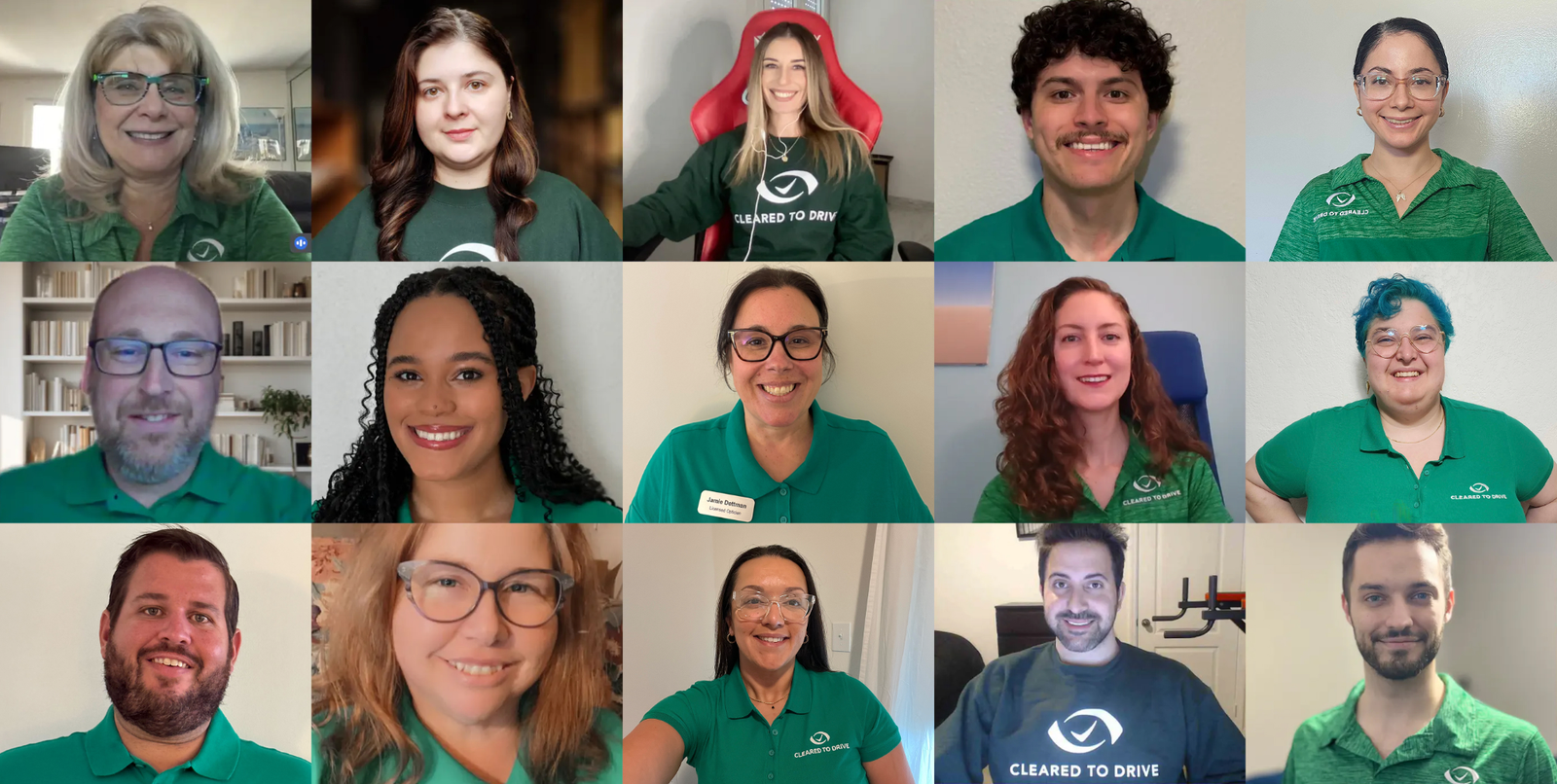 Equipo de ópticos y técnicos que realizan en Cleared to Drive el examen de visión en línea aprovado por el DMV NY